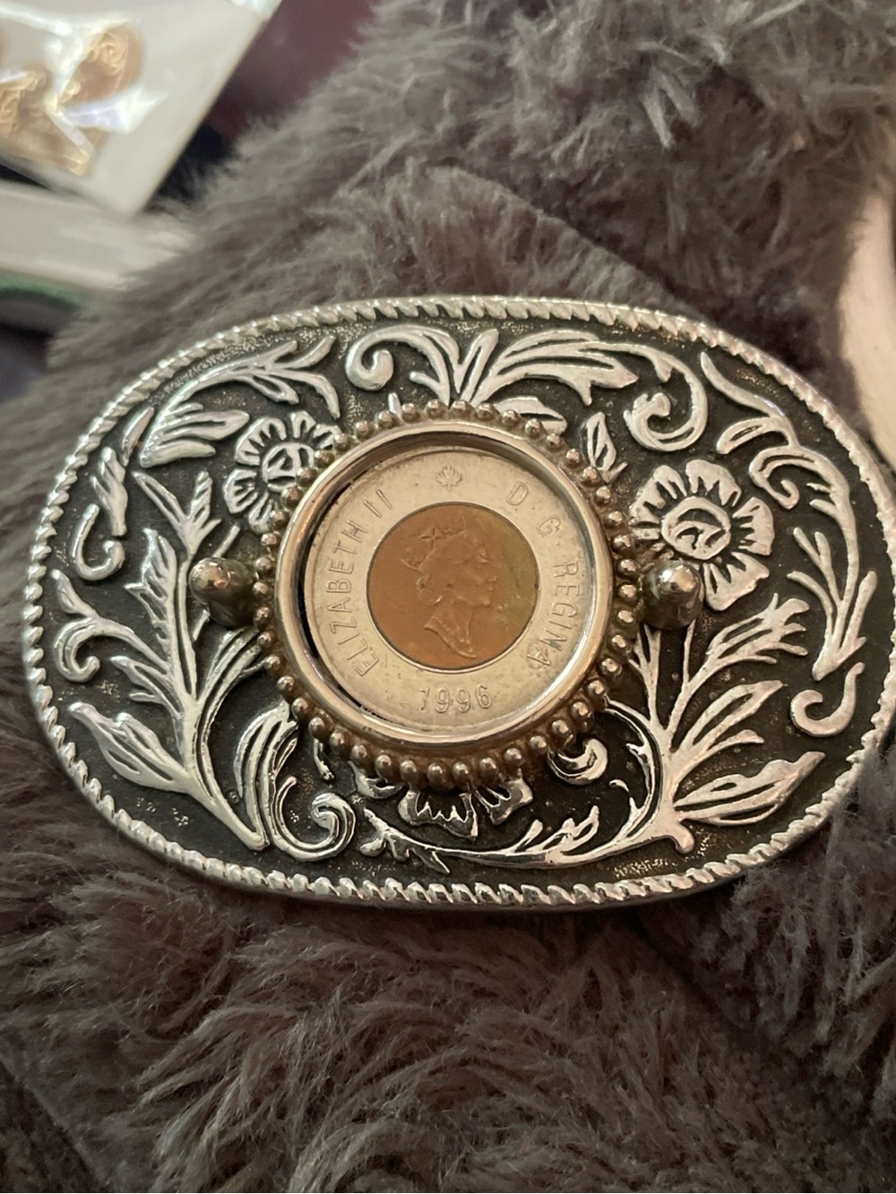 Vintage Belt Buckle W Coin